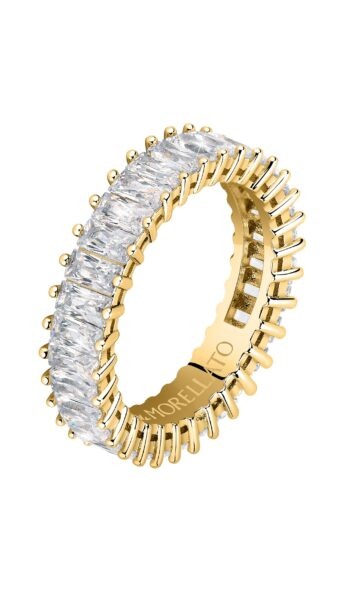 Morellato Třpytivý pozlacený prsten s čirými zirkony Baguette SAVP090 58 mm