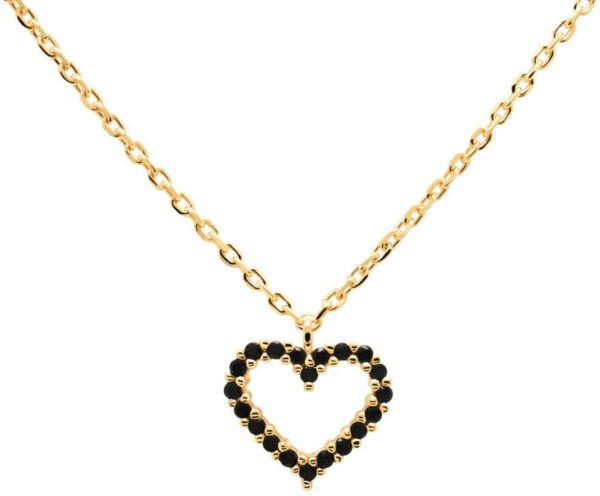 PDPAOLA Něžný pozlacený náhrdelník se srdíčkem Black Heart Gold CO01-221-U (řetízek
