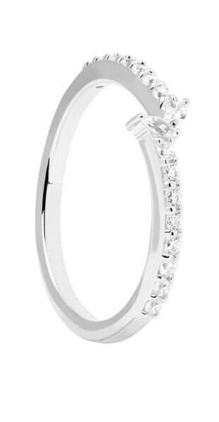 PDPAOLA Nádherný stříbrný prsten s čirými zirkony NUVOLA Silver AN02-874 48 mm