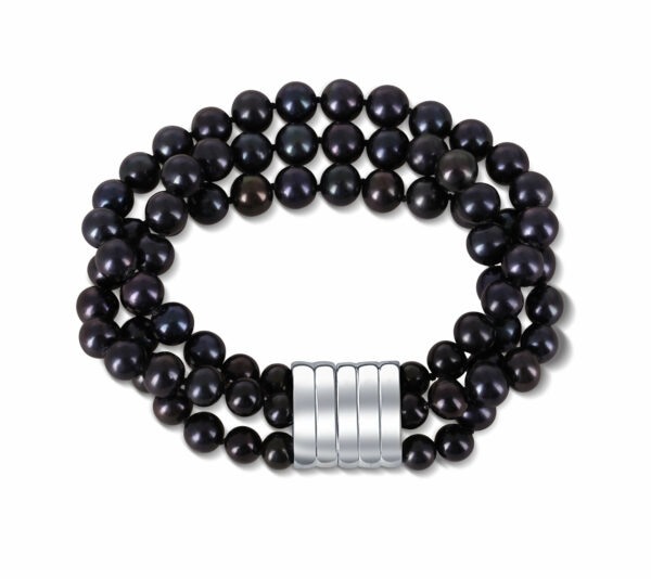 JwL Luxury Pearls Třířadý náramek z pravých černých perel JL0670