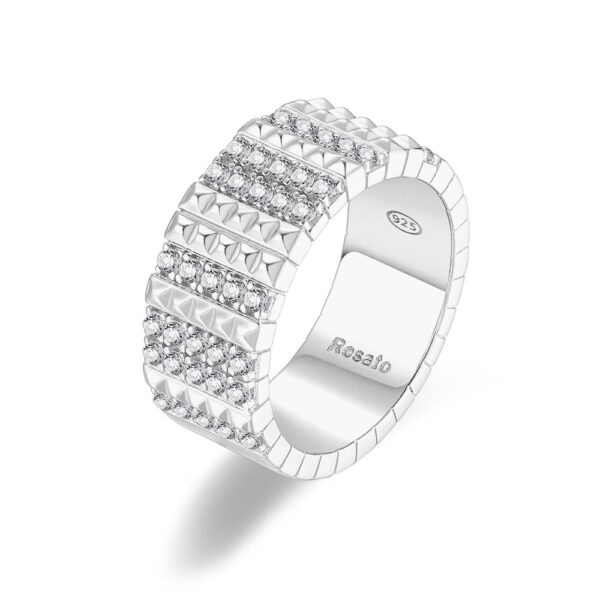 Rosato Blyštivý stříbrný prsten se zirkony Cubica RZCU57 52 mm