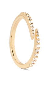 PDPAOLA Pozlacený otevřený prsten s čirými zirkony EMBRACE Gold AN01-805 58 mm