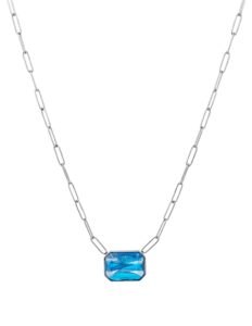 Preciosa Ocelový náhrdelník s ručně mačkaným kamenem českého křišťálu Preciosa Ocean Aqua 7444 67