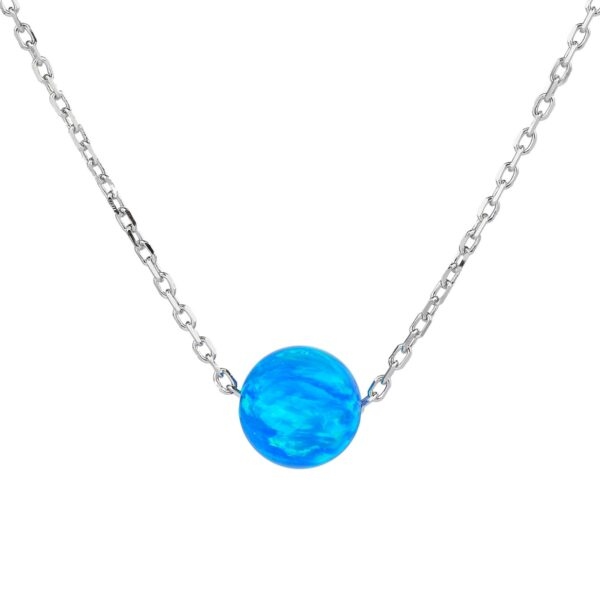 Stříbrný náhrdelník KULIČKA 7 mm modrý OPÁL