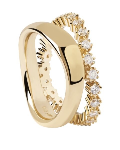 PDPAOLA Okouzlující pozlacený prsten s čirými zirkony MOTION Gold AN01-463 52 mm