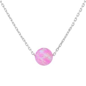 Stříbrný náhrdelník KULIČKA 7 mm růžový OPÁL