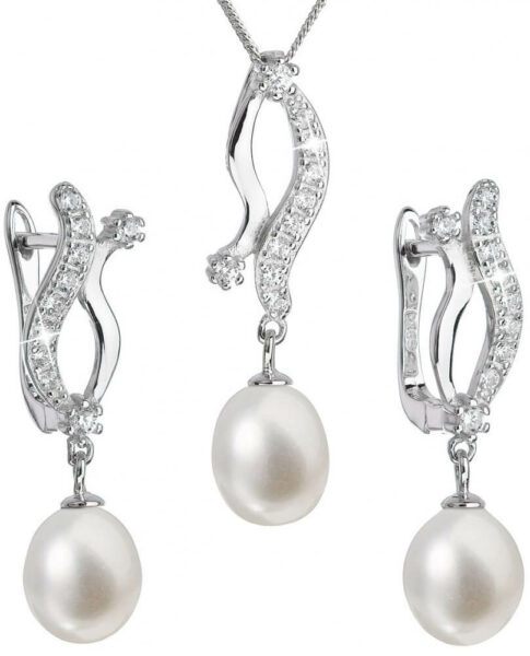 Evolution Group Luxusní stříbrná souprava s pravými perlami Pavona 29028.1 (náušnice
