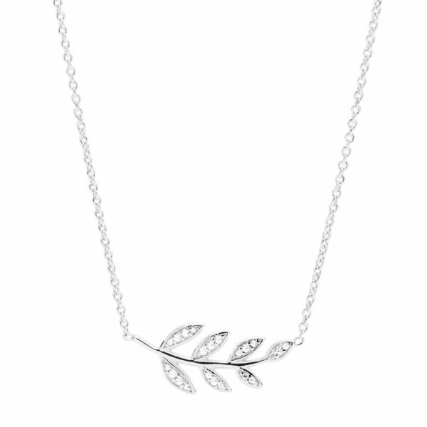 Fossil Stříbrný náhrdelník s lístky JFS00485040