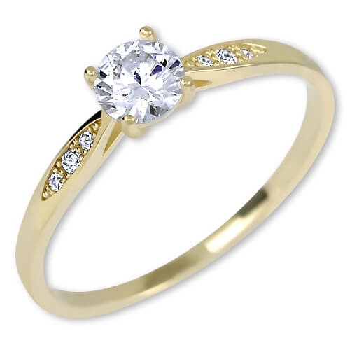 Brilio Zlatý zásnubní prsten s krystaly 229 001 00809 54 mm