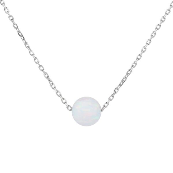 Stříbrný náhrdelník KULIČKA 7 mm bílý OPÁL
