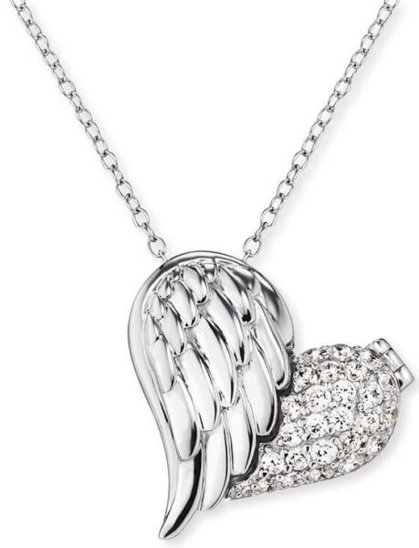 Engelsrufer Stříbrný náhrdelník Medailonek srdce s křídlem a zirkony ERN-WITHLOVE-2Z