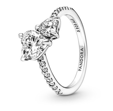 Pandora Třpytivý stříbrný prsten Sparkling Hearts 191198C01 60 mm