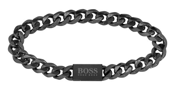 Hugo Boss Stylový černý náramek pro muže Chain Link 1580145 19 cm