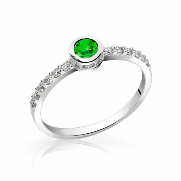 Zlatý smaragdový prsten DF 2803 z bílého